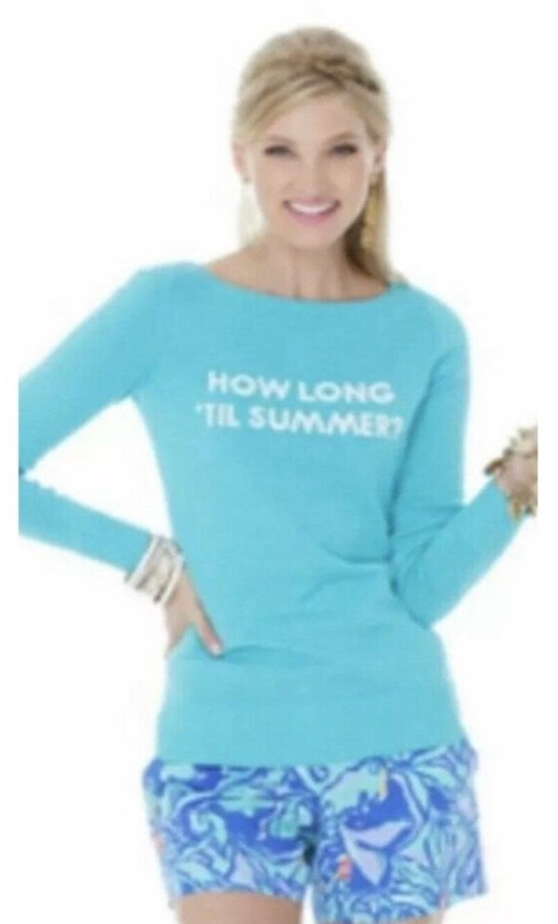 Lilly Pulitzer Marielle How Long’Til Summer Cotton Sweater Women's Large Blue